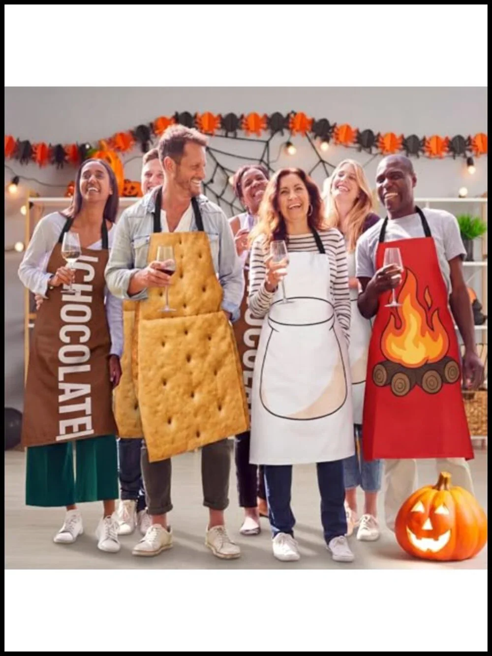 4 Pcs Smores Group Aprons Halloween Chocolate Cookie Marshmallow